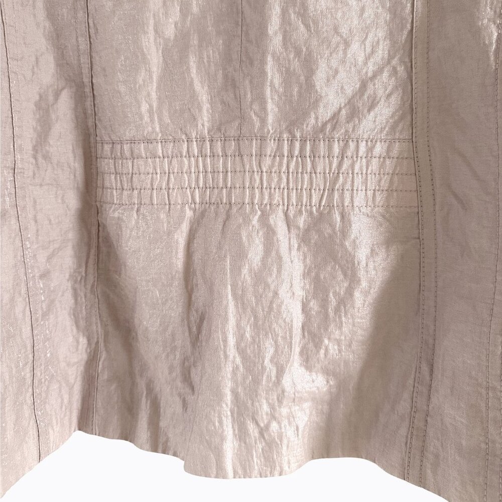 Chico's Ballet Pink Blazer M Ruched Open Front Shimmery Metallic Accent Preppy - Picture 4 of 7